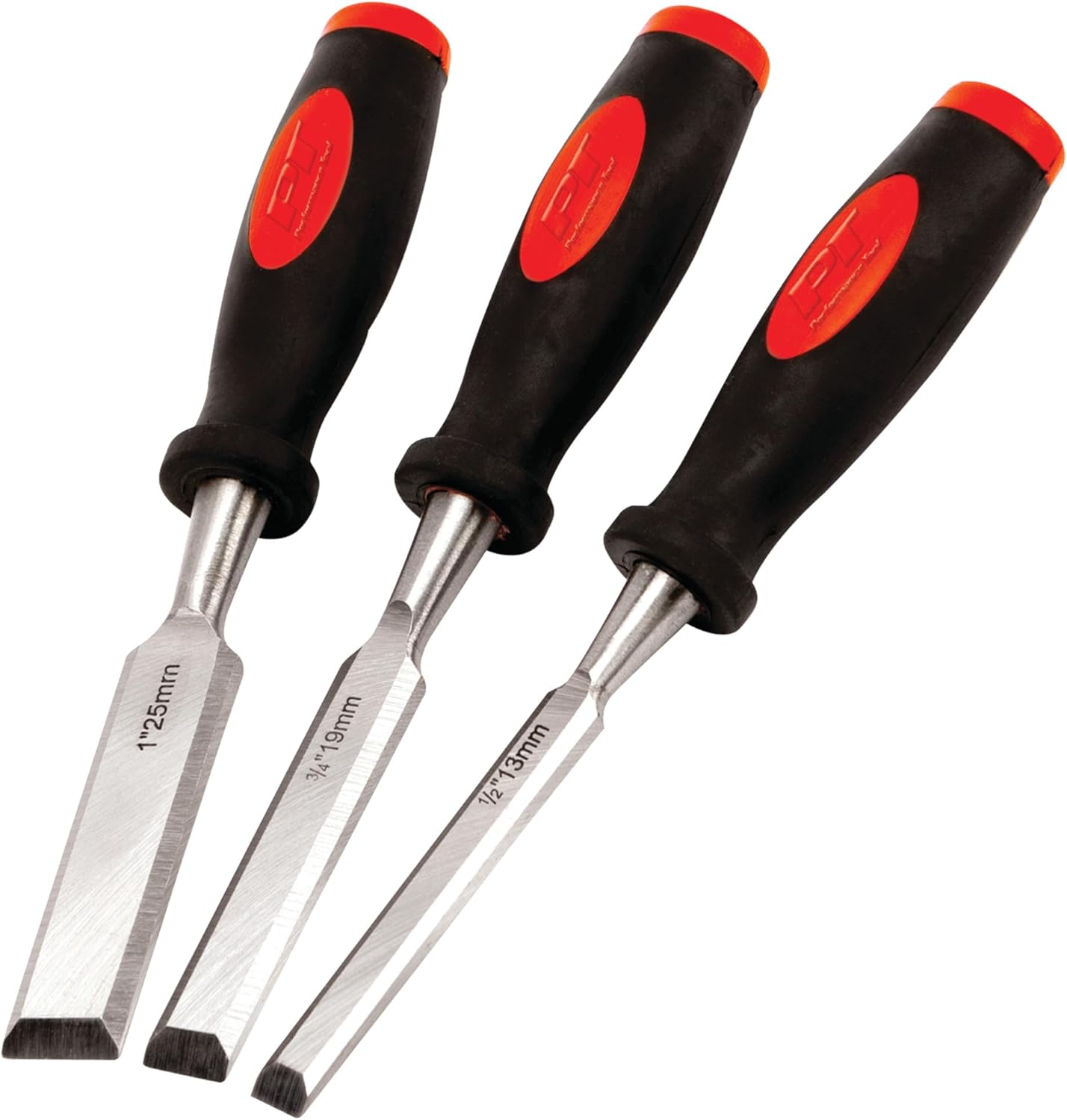 3pc Wood Chisel High Carbon Steel Set Non-Slip Handles